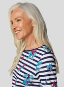 FLOWER AND STRIPE T SHIRT - Pacific