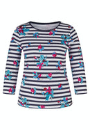 FLOWER AND STRIPE T SHIRT - Pacific