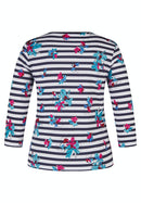 FLOWER AND STRIPE T SHIRT - Pacific