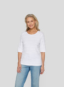 Powder Rose Ribbed T-Shirt - White