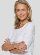 Powder Rose Ribbed T-Shirt - White