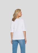 Powder Rose Ribbed T-Shirt - White