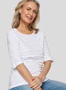 Powder Rose Ribbed T-Shirt - White