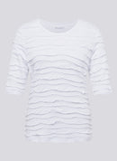 Powder Rose Ribbed T-Shirt - White