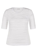 Powder Rose Ribbed T-Shirt - White