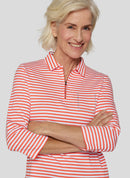 Sunny Side Stripe Polo Shirt - Tangerine