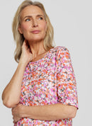 Sunny Side Print T-Shirt - Tangerine