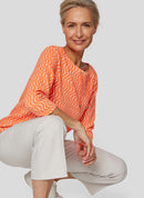 Sunny Side Swirl Print Top - Tangerine