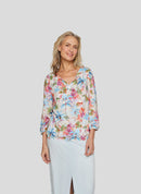 Coral Garden All Over Print Blouse - Tangerine