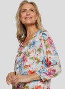 Coral Garden All Over Print Blouse - Tangerine