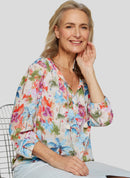 Coral Garden All Over Print Blouse - Tangerine