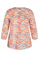 3/4 Sleeve Print Blouse - Tangerine