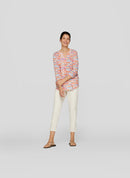 3/4 Sleeve Print Blouse - Tangerine