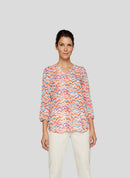 3/4 Sleeve Print Blouse - Tangerine