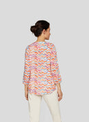 3/4 Sleeve Print Blouse - Tangerine