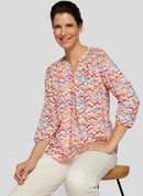 3/4 Sleeve Print Blouse - Tangerine
