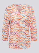 3/4 Sleeve Print Blouse - Tangerine