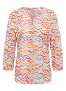 3/4 Sleeve Print Blouse - Tangerine