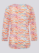 3/4 Sleeve Print Blouse - Tangerine