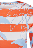 Coral Garden Stripe &amp; Print T-Shirt - Tangerine