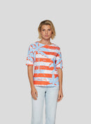 Coral Garden Stripe &amp; Print T-Shirt - Tangerine