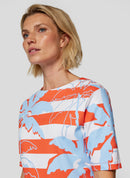 Coral Garden Stripe &amp; Print T-Shirt - Tangerine