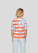 Coral Garden Stripe &amp; Print T-Shirt - Tangerine