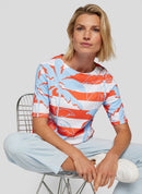 Coral Garden Stripe &amp; Print T-Shirt - Tangerine