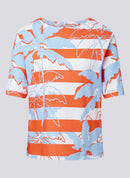 Coral Garden Stripe &amp; Print T-Shirt - Tangerine