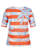 Coral Garden Stripe &amp; Print T-Shirt - Tangerine