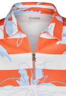Coral Garden Stripe &amp; Print Polo - Tangerine