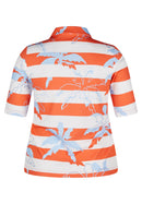 Coral Garden Stripe &amp; Print Polo - Tangerine