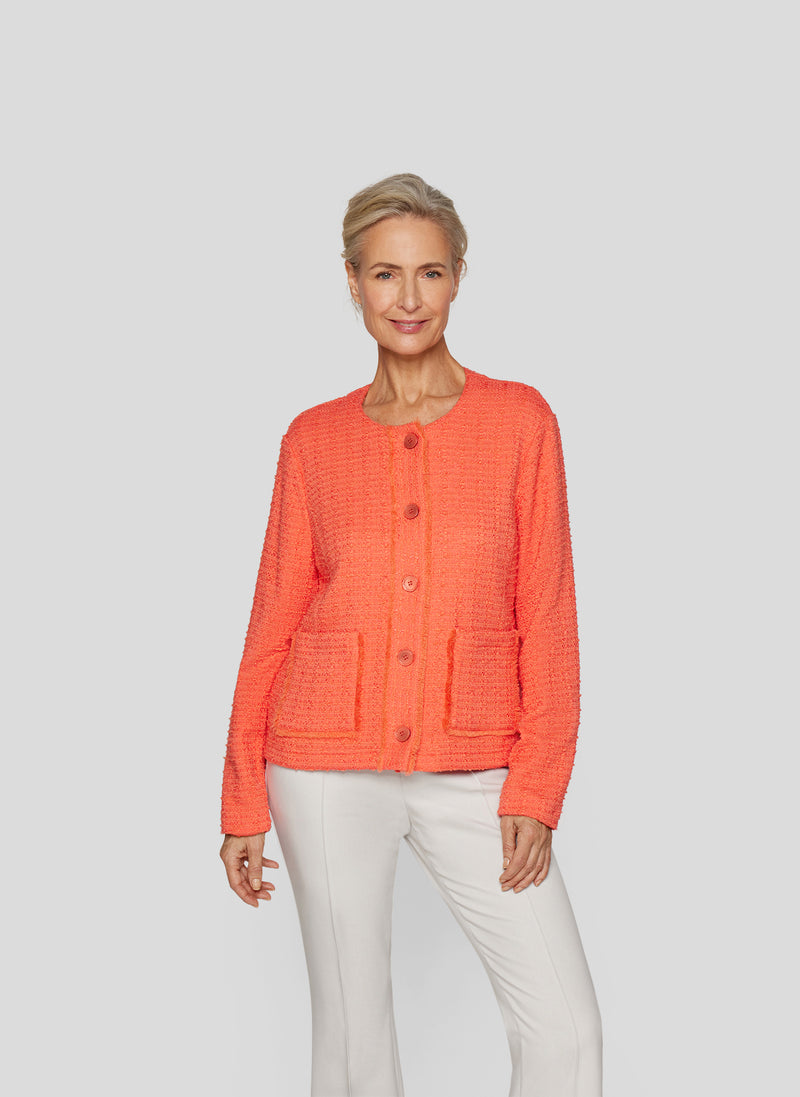 Sunny Side Button Jacket - Tangerine
