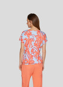 Coral Garden Floral Print T-Shirt - Tangerine