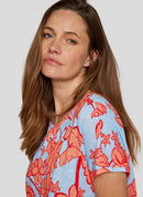 Coral Garden Floral Print T-Shirt - Tangerine