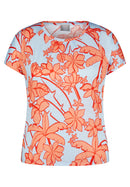 Coral Garden Floral Print T-Shirt - Tangerine