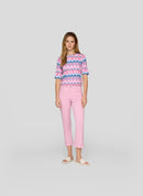 Powder Rose Zig-Zag Print T-Shirt - Almond Blossom