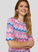 Powder Rose Zig-Zag Print T-Shirt - Almond Blossom