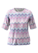 Powder Rose Zig-Zag Print T-Shirt - Almond Blossom