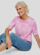 Powder Rose Floral Print T-Shirt - Almond Blossom