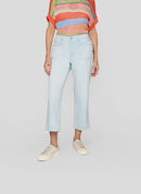 Coral Garden Cropped Jean - Super Bleach