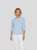 Powder Rose Stripe 3/4 Slv T-Shirt - Pastel Blue