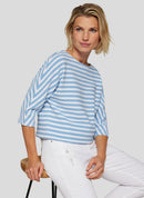 Powder Rose Stripe 3/4 Slv T-Shirt - Pastel Blue