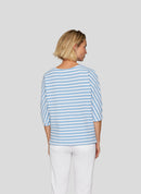 Powder Rose Stripe 3/4 Slv T-Shirt - Pastel Blue