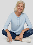 Denim Love Drawstring Neck T-Shirt - Pastel Blue