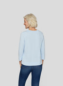 Denim Love Drawstring Neck T-Shirt - Pastel Blue