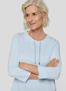 Denim Love Drawstring Neck T-Shirt - Pastel Blue