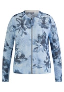 Denim Love Zipped Print Jacket - Pastel Blue