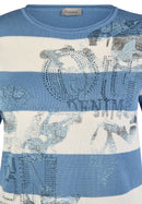 Denim Love Stripe Round Neck Jumper - Light Blue