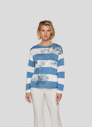 Denim Love Stripe Round Neck Jumper - Light Blue